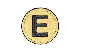 "E" letter leather pin